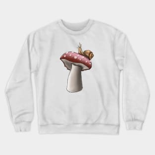 A snail Sitting on a Mushroom Illustration Crewneck Sweatshirt